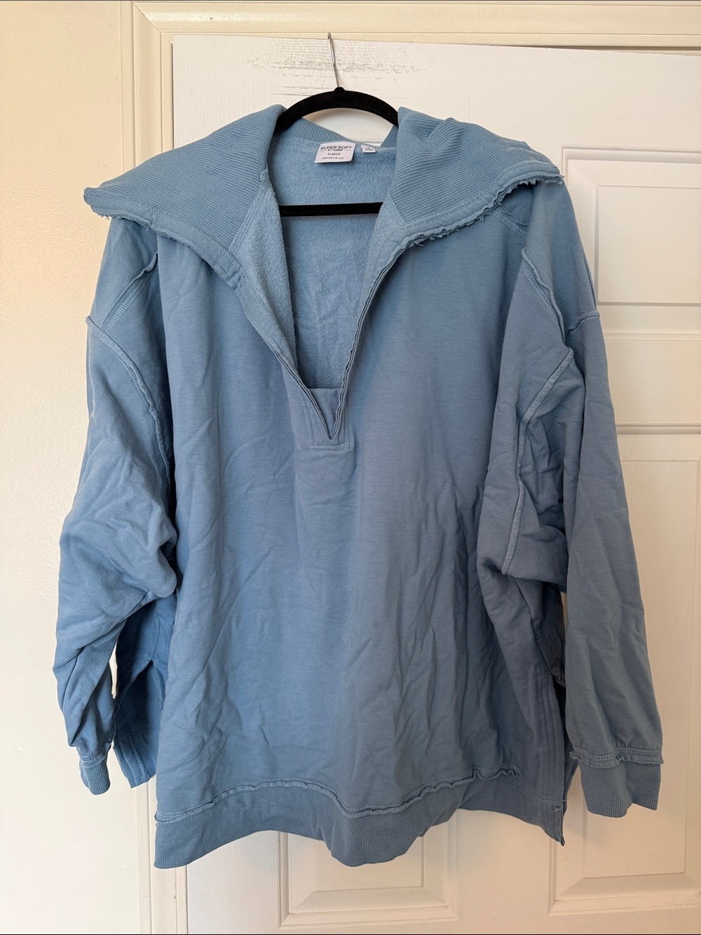 torrid Light Blue Oversized Hooded Pullover Sweatshirt